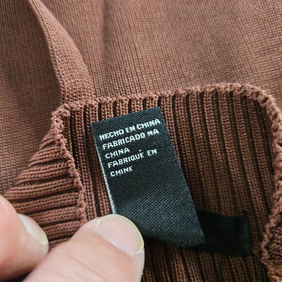 Forever 21 Sweater Women's Small Brown Mock Neck Open Back w/ Ties Side Slits - Picture 6 of 16